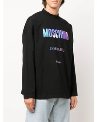 Мужская черная футболка с длинным рукавом с принтом от Moschino