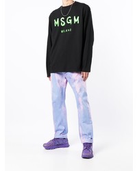 Мужская черная футболка с длинным рукавом с принтом от MSGM