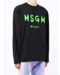 Мужская черная футболка с длинным рукавом с принтом от MSGM