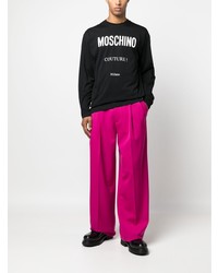 Мужская черная футболка с длинным рукавом с принтом от Moschino