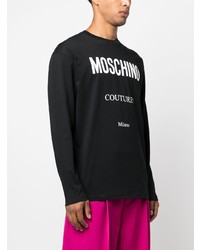 Мужская черная футболка с длинным рукавом с принтом от Moschino