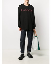 Мужская черная футболка с длинным рукавом с принтом от Lanvin