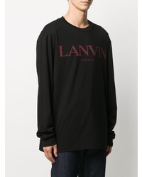 Мужская черная футболка с длинным рукавом с принтом от Lanvin
