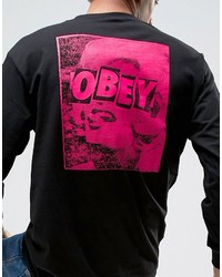 Мужская черная футболка с длинным рукавом с принтом от Obey