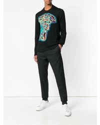Мужская черная футболка с длинным рукавом с принтом от Versace Collection