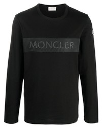 Мужская черная футболка с длинным рукавом с принтом от Moncler