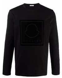 Мужская черная футболка с длинным рукавом с принтом от Moncler