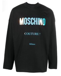 Мужская черная футболка с длинным рукавом с принтом от Moschino