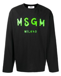 Мужская черная футболка с длинным рукавом с принтом от MSGM