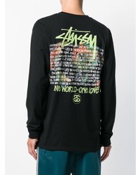 Мужская черная футболка с длинным рукавом с принтом от Stussy