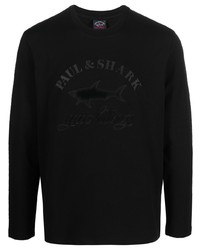 Мужская черная футболка с длинным рукавом с принтом от Paul & Shark