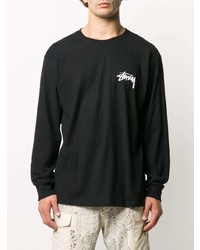 Мужская черная футболка с длинным рукавом с принтом от Stussy