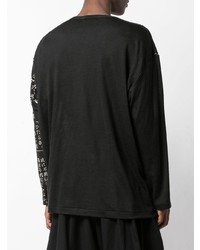 Мужская черная футболка с длинным рукавом с принтом от Yohji Yamamoto