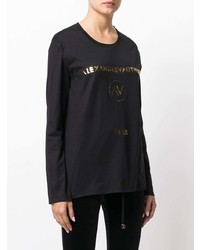 Женская черная футболка с длинным рукавом с принтом от Alexandre Vauthier