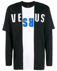 Мужская черная футболка с длинным рукавом с принтом от Versus