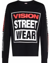 Мужская черная футболка с длинным рукавом с принтом от Vision Street Wear