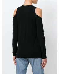 Женская черная футболка с длинным рукавом с рюшами от MICHAEL Michael Kors