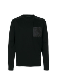 Мужская черная футболка с длинным рукавом с украшением от Prada