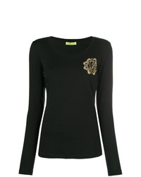 Женская черная футболка с длинным рукавом с украшением от Versace Jeans