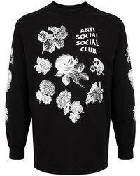Мужская черная футболка с длинным рукавом с цветочным принтом от Anti Social Social Club