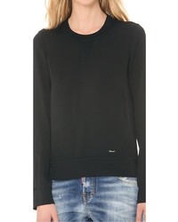 Женская черная футболка с длинным рукавом от DSquared
