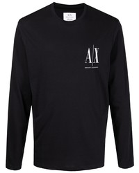 Мужская черная футболка с длинным рукавом от Armani Exchange