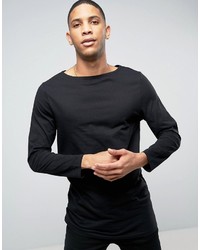 Мужская черная футболка с длинным рукавом от Asos