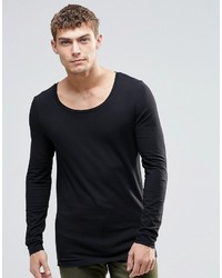 Мужская черная футболка с длинным рукавом от Asos