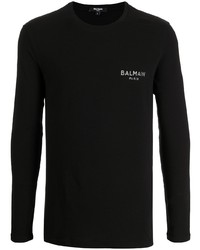 Мужская черная футболка с длинным рукавом от Balmain