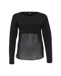 Женская черная футболка с длинным рукавом от Emporio Armani
