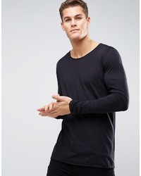 Мужская черная футболка с длинным рукавом от Hugo Boss