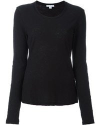 Женская черная футболка с длинным рукавом от James Perse