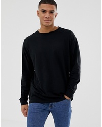 Мужская черная футболка с длинным рукавом от New Look
