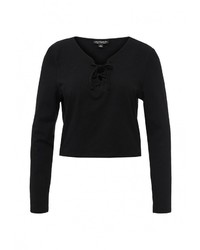 Женская черная футболка с длинным рукавом от Topshop