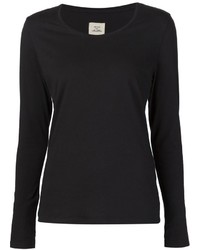 Женская черная футболка с длинным рукавом