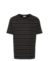 Черная футболка с круглым вырезом в горизонтальную полоску
