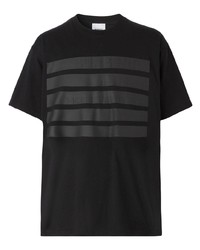 Мужская черная футболка с круглым вырезом в горизонтальную полоску от Burberry