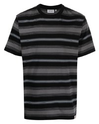 Мужская черная футболка с круглым вырезом в горизонтальную полоску от Carhartt WIP