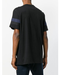 Мужская черная футболка с круглым вырезом в горизонтальную полоску от Les Hommes Urban
