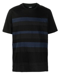 Мужская черная футболка с круглым вырезом в горизонтальную полоску от Diesel