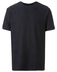 Мужская черная футболка с круглым вырезом в горизонтальную полоску от Emporio Armani