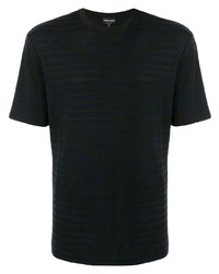 Мужская черная футболка с круглым вырезом в горизонтальную полоску от Giorgio Armani