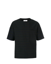 Мужская черная футболка с круглым вырезом в горизонтальную полоску от Jil Sander