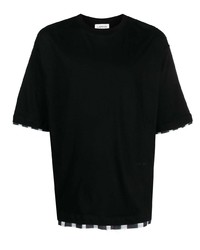 Мужская черная футболка с круглым вырезом в горизонтальную полоску от Lanvin