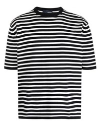 Мужская черная футболка с круглым вырезом в горизонтальную полоску от Lardini