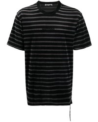 Мужская черная футболка с круглым вырезом в горизонтальную полоску от Mastermind Japan