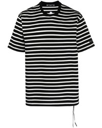 Мужская черная футболка с круглым вырезом в горизонтальную полоску от Mastermind Japan