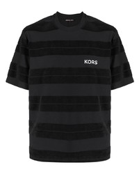 Мужская черная футболка с круглым вырезом в горизонтальную полоску от Michael Kors