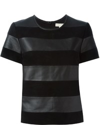 Женская черная футболка с круглым вырезом в горизонтальную полоску от MICHAEL Michael Kors