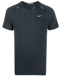 Мужская черная футболка с круглым вырезом в горизонтальную полоску от Nike